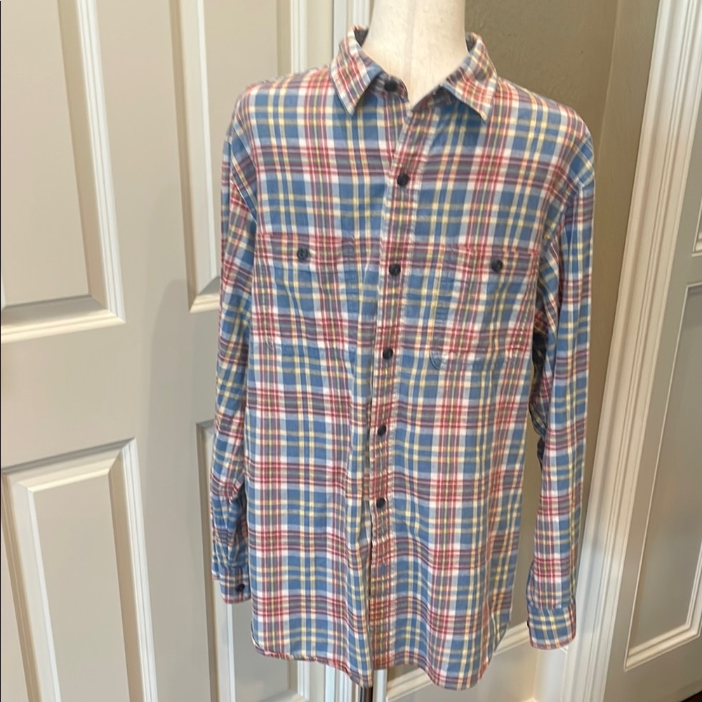 L.L. Bean Men's Traditional Fit Casual Plaid Button Down Shirt Red/Blue/Yellow M